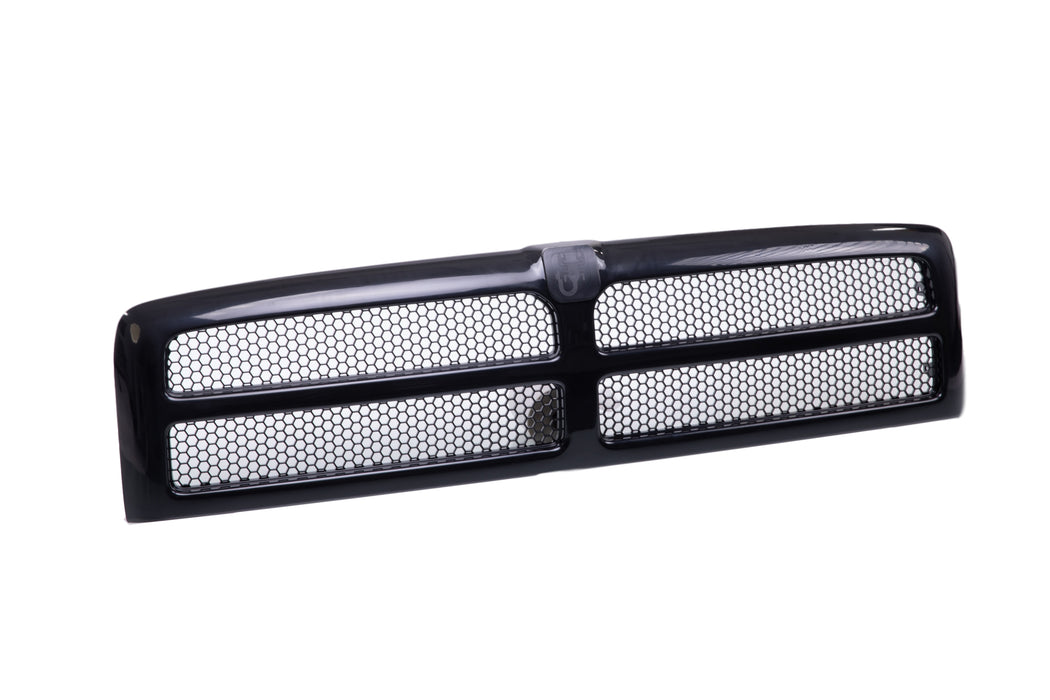 JustDrivably Replacement Parts Front Grille Grill Assembly With Black Shell Frame With Black Honeycomb Insert Compatible With Dodge Ram 1500 1994-2001 Ram 2500 3500 1994-2002 Pickup Truck