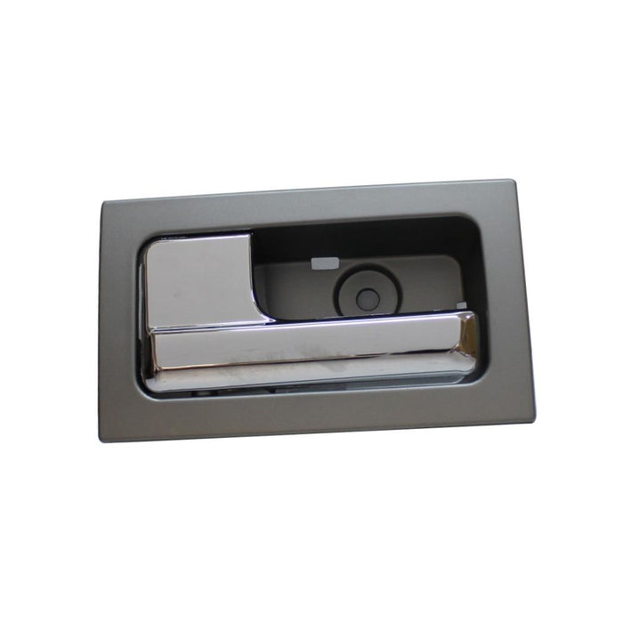 OE Replacement Rear Driver Side Gray Bezel with Chrome Lever Interior Door Handle without Door Lock Hole for Ford - REPFD462148