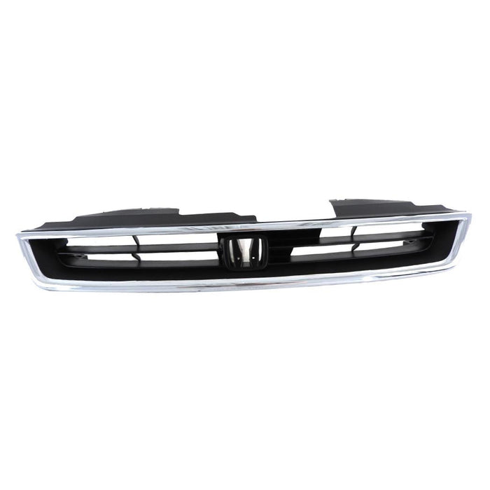 CarPartsDepot, 2D 4D Front 4-Cyl Grill Grille Black Plastic Body Frame Chrome Surround Molding Assembly, 400-20325-A HO1200136 75101Sv4902
