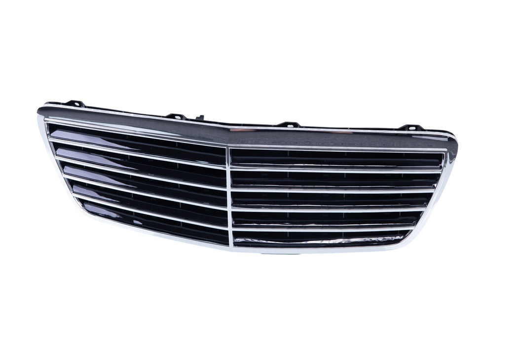 JustDrivably Replacement Parts Front Grille Grill Assembly With Chrome Shell Molding With Black Insert Compatible With Mercedes-Benz E320 E430 E55 AMG 2000 2001 2002