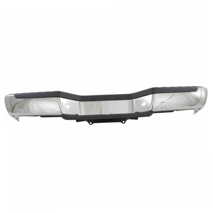 For 98-04 Nissan Frontier Rear Step Bumper Chrome Full Assy with Brackets, with Pads , with License Bulb & Bulb Brackets (Oem Type)