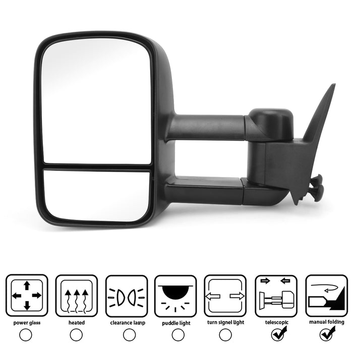 Perfit Zone Towing Mirrors Replacement Fit for 1988-2000 SILVERADO SIERRA, MANUAL,W/O HEATED, W/O SIGNAL,BLACK (PAIR SET)