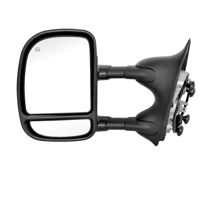 Perfit Zone Power Heated Without Signal Lamp Textured Black Towing Tow Telescoping Extendable Foldable Side View Dual Glass Mirrors Pair Set Fits 1999-2007 F-250 F-350 F-450 F-550 Superduty