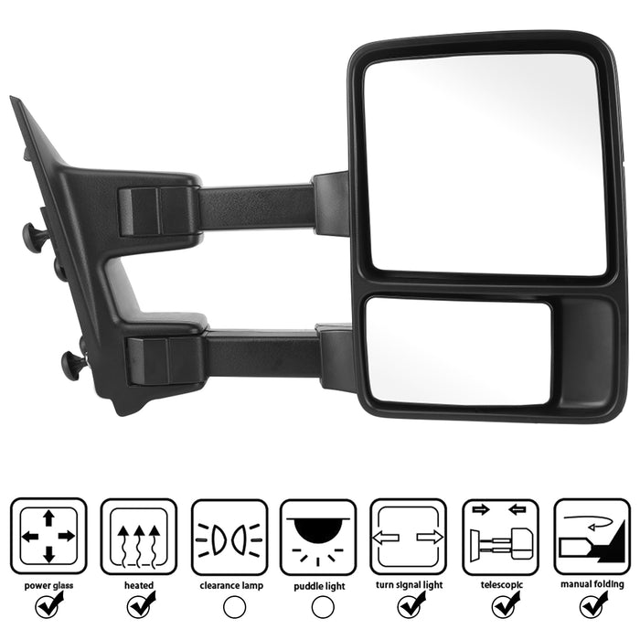 JEILF Towing Mirrors, Black Telescoping,Folding with LED Signal Light Tow Mirrors, for 2008-2016 F250 F350 F450 F550 Super Duty