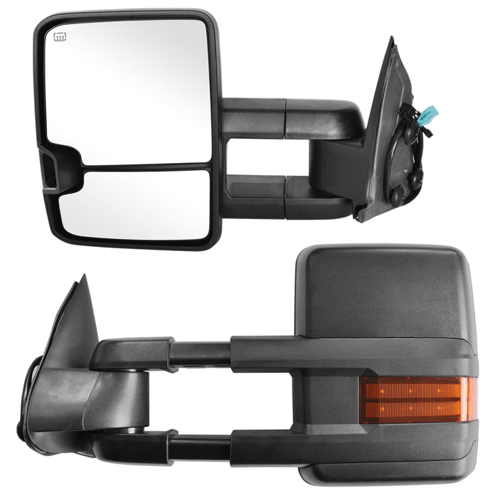 Perfit Zone Towing Mirrors Replacement Fit for 2002-2007 SILVEADO SIERRA Series, W/HEATED,W/AMBER SIGNAL,BLACK (PAIR SET)