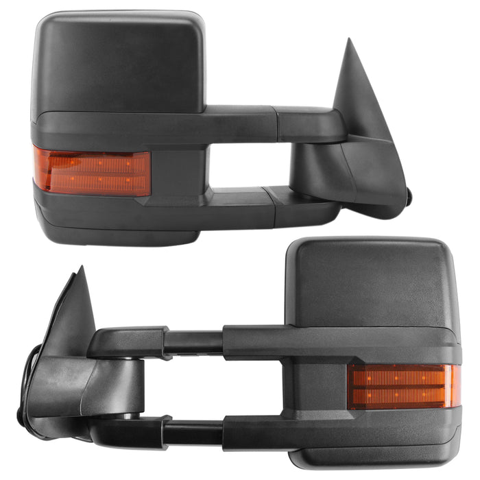 Perfit Zone Towing Mirrors Replacement Fit for 2002-2007 SILVEADO SIERRA Series, W/HEATED,W/AMBER SIGNAL,BLACK (PAIR SET)