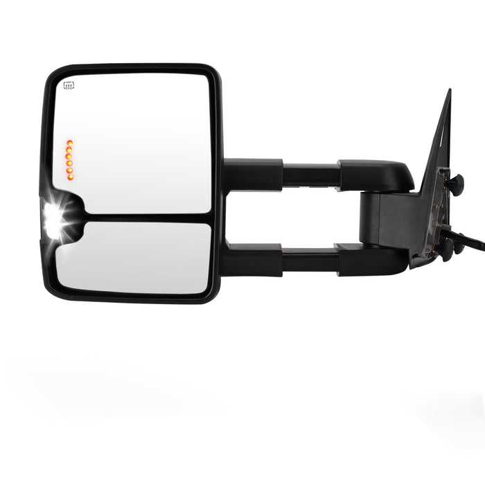 Perfit Zone Towing Mirrors Power Heat for Silverado Avalanche Suburban Tahoe Sierra Yukon Cadillac 2003 2004 2005 2006 2007 Smoke Signal W/LED Arrow Towing Mirrors Chrome