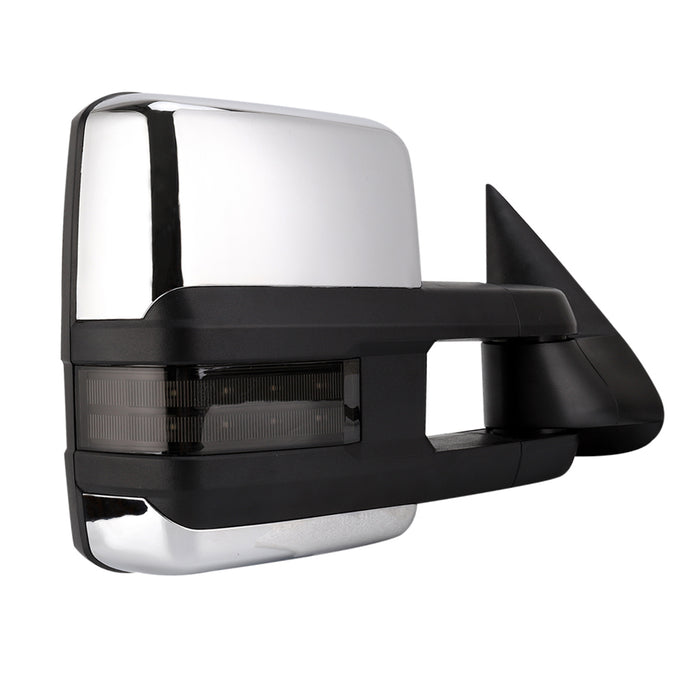 Perfit Zone Towing Mirrors Power Heat for Silverado Avalanche Suburban Tahoe Sierra Yukon Cadillac 2003 2004 2005 2006 2007 Smoke Signal W/LED Arrow Towing Mirrors Chrome