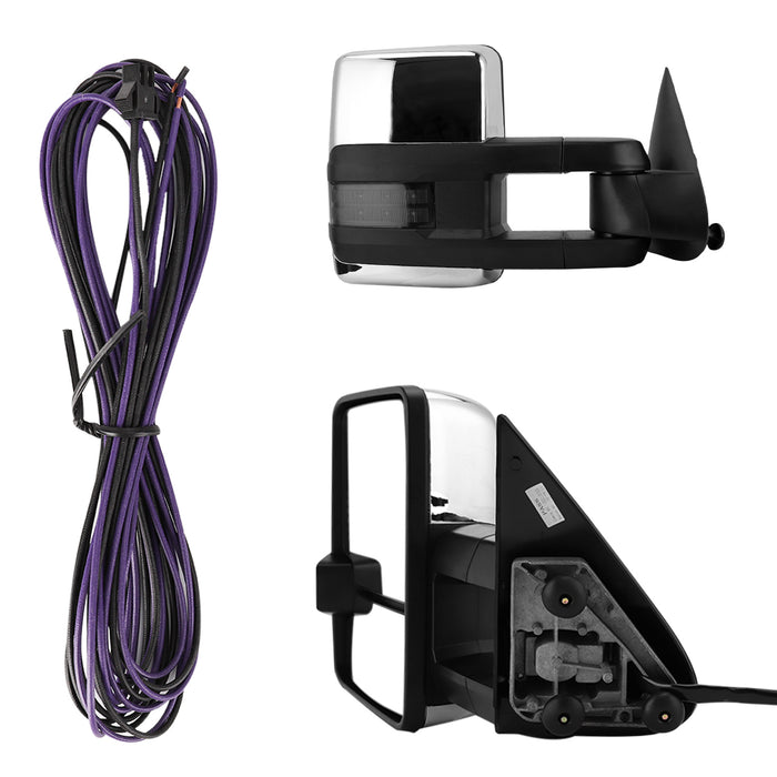 Perfit Zone Towing Mirrors Power Heat for Silverado Avalanche Suburban Tahoe Sierra Yukon Cadillac 2003 2004 2005 2006 2007 Smoke Signal W/LED Arrow Towing Mirrors Chrome