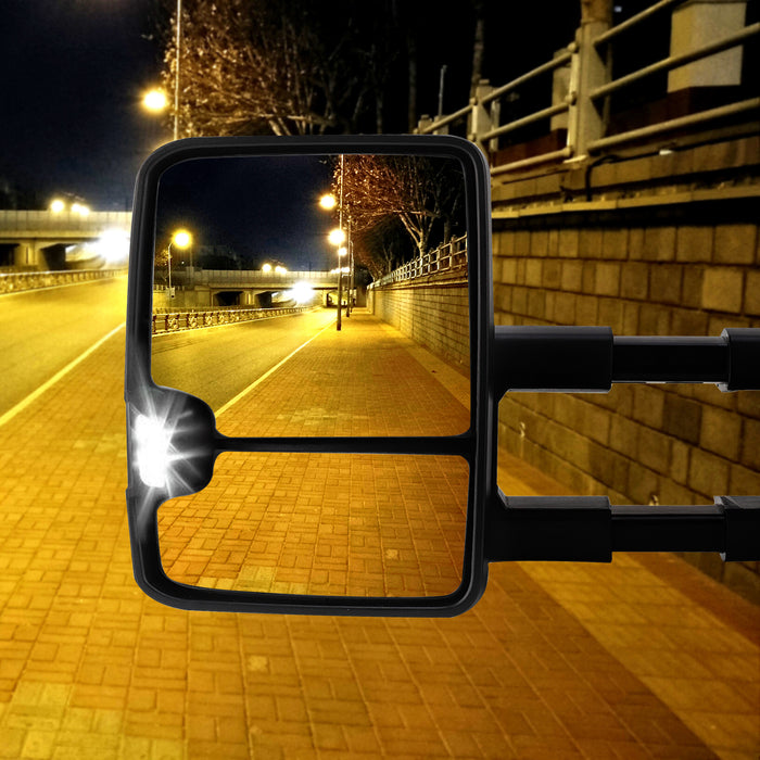 Perfit Zone Towing Mirrors Power Heat for Silverado Avalanche Suburban Tahoe Sierra Yukon Cadillac 2003 2004 2005 2006 2007 Smoke Signal W/LED Arrow Towing Mirrors Chrome
