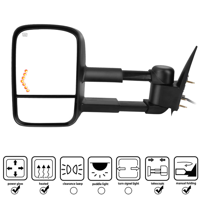 PZ Towing Mirror Replacement Compatible with CV 03-07 Silverado Sierra Power Heated Arrow Light(Pair Set)