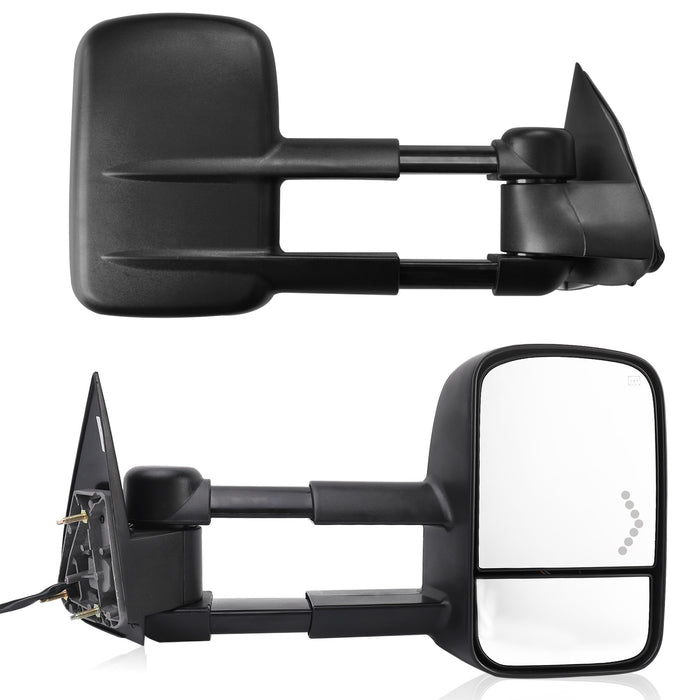 PZ Towing Mirror Replacement Compatible with CV 03-07 Silverado Sierra Power Heated Arrow Light(Pair Set)