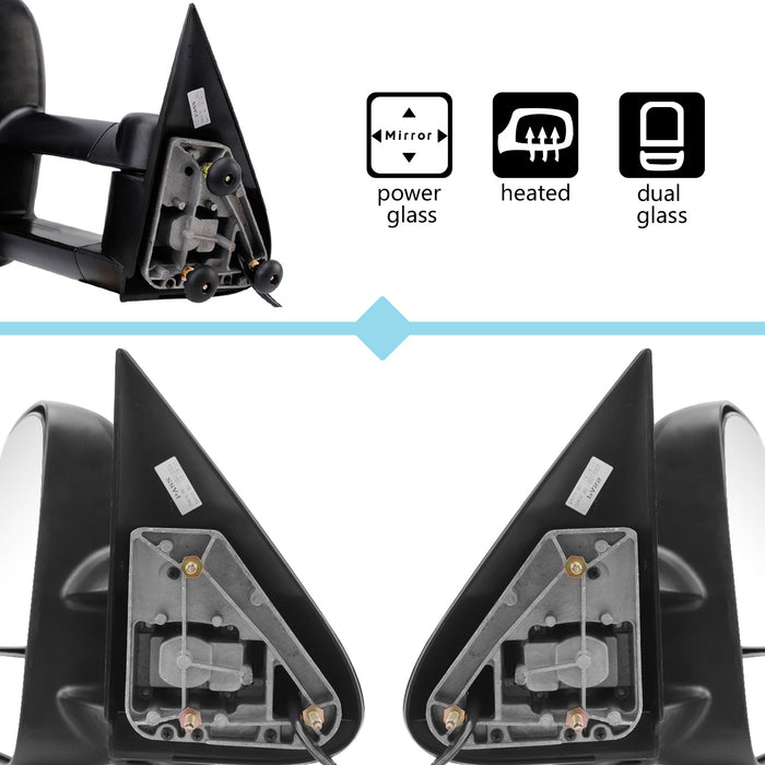 PZ Towing Mirror Replacement Compatible with CV 03-07 Silverado Sierra Power Heated Arrow Light(Pair Set)