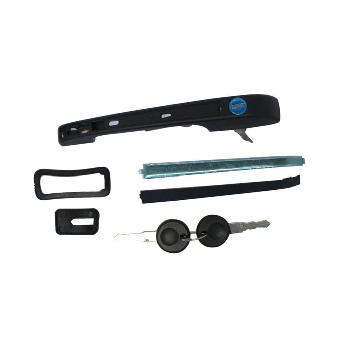 Drivers Front Outside Door Handle Lock Cylinder Keys Black & Chrome Inserts Replacement for Golf Jetta Rabbit Scirocco Quantum 191837205A