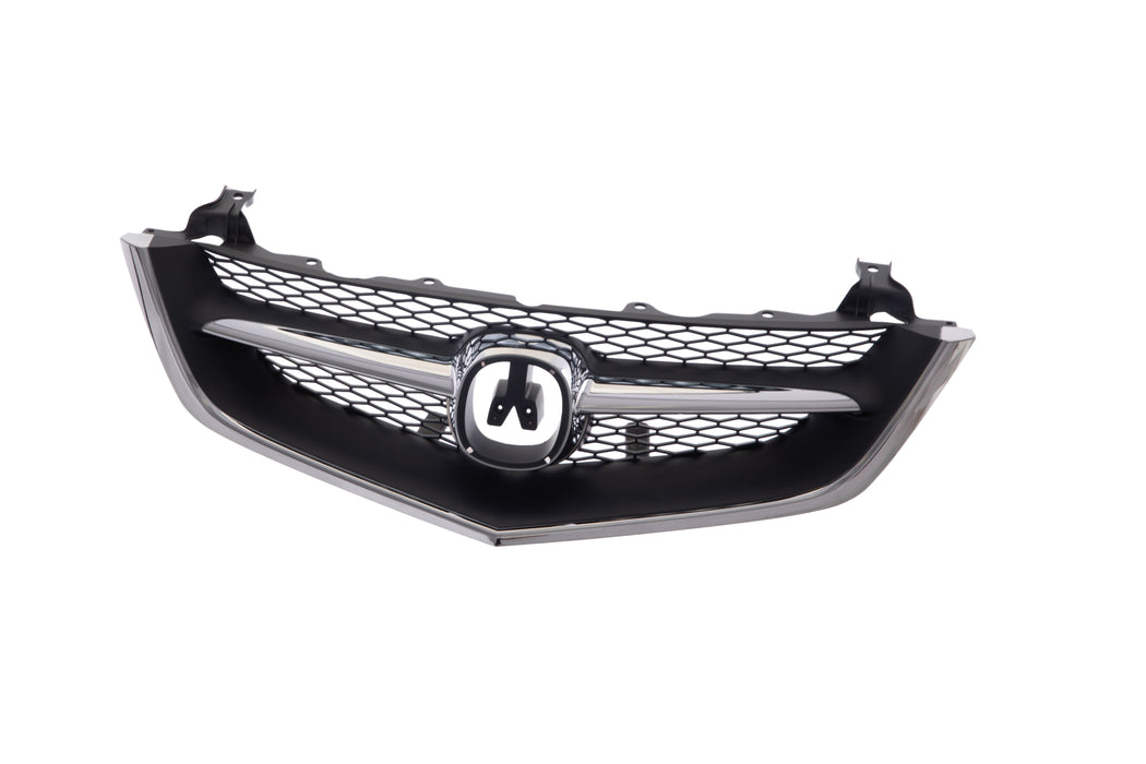 Grille Assembly Compatible with 2002-2003 Acura TL Chrome Shell/Painted Black Insert with Chrome Center Bar