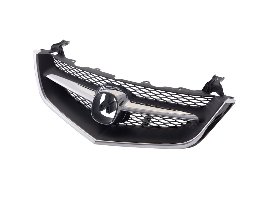 Grille Assembly Compatible with 2002-2003 Acura TL Chrome Shell/Painted Black Insert with Chrome Center Bar