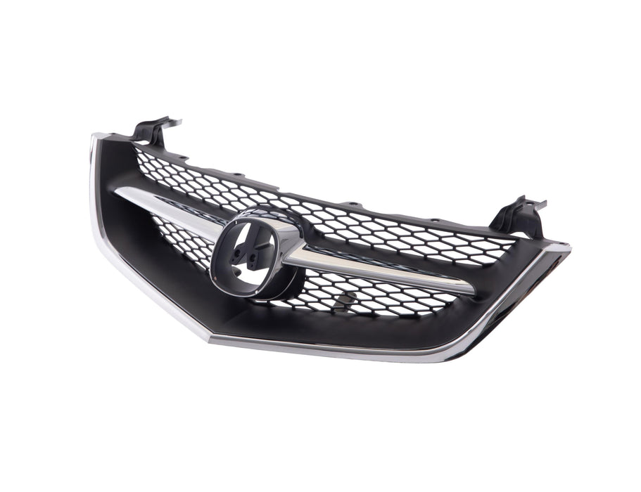 Grille Assembly Compatible with 2002-2003 Acura TL Chrome Shell/Painted Black Insert with Chrome Center Bar