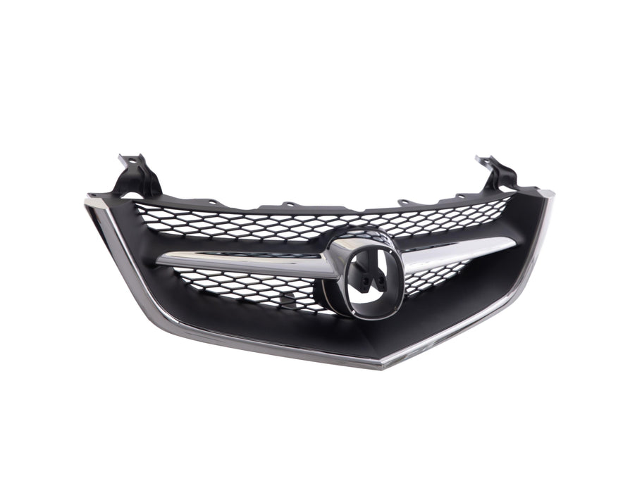 Grille Assembly Compatible with 2002-2003 Acura TL Chrome Shell/Painted Black Insert with Chrome Center Bar