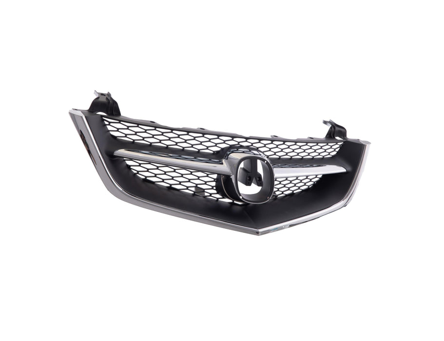 Grille Assembly Compatible with 2002-2003 Acura TL Chrome Shell/Painted Black Insert with Chrome Center Bar