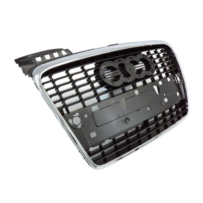 CarPartsDepot, Front Upper Matte Black Grille With Chrome Trim, 400-113076 AU1200112 8E0853651J1QP