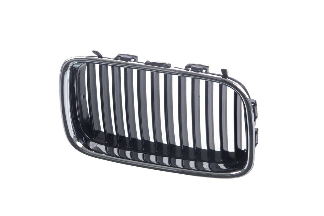 JustDrivably Replacement Parts Front Right Passenger Side Upper Grille Grill Assembly With Chrome Shell Frame With Black Insert Bar Compatible With BMW 1992-1996 3 Series E-36 318 320 325 328 M3