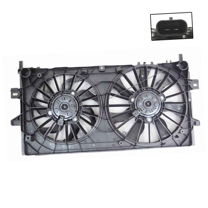 Radiator Fan Shroud Assembly compatible with Pontiac Grand Prix 05-08/Chevy Impala 06-13/Chevy Impala Limited 14-16 Dual