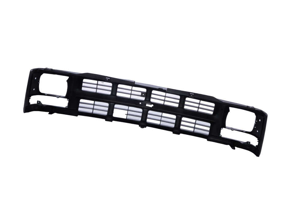 JustDrivably Replacement Parts Front Grille Grill Assembly With Silver Gray Shell Insert Compatible With Chevrolet K1500 Pickup Truck 1994-1999 Cross Bar With Sealed Beam Headlights