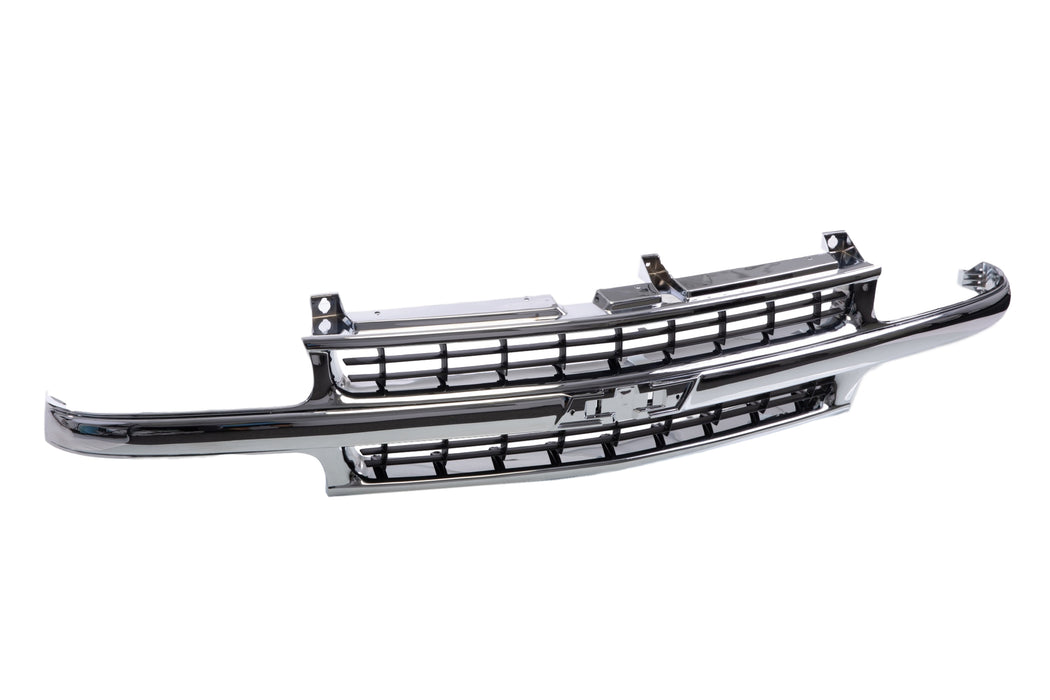 JustDrivably Replacement Parts Front Grille Grill Assembly With Chrome Shell With Black Insert Compatible With Chevrolet Tahoe 2000-2006 Pickup Truck