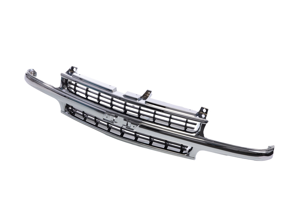 JustDrivably Replacement Parts Front Grille Grill Assembly With Chrome Shell With Black Insert Compatible With Chevrolet Tahoe 2000-2006 Pickup Truck