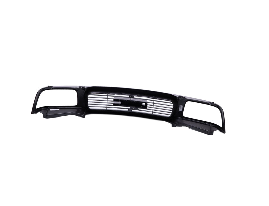 Grille Assembly Compatible with 1995-1997 GMC Jimmy Black Shell with Silver Insert with Composite Headlight Holes