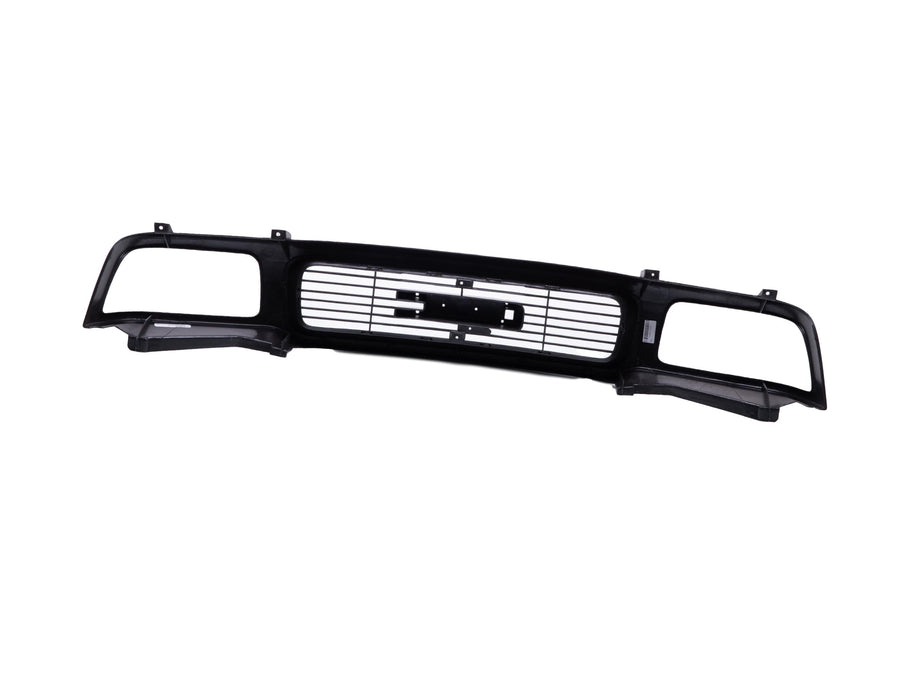 Grille Assembly Compatible with 1995-1997 GMC Jimmy Black Shell with Silver Insert with Composite Headlight Holes