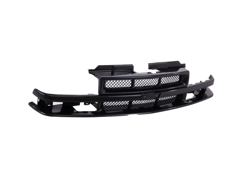 JustDrivably Replacement Parts Front Grille Grill Assembly With Black Shell With Black Mesh Insert Compatible With Chevrolet S10 1998-2003 Pickup Truck