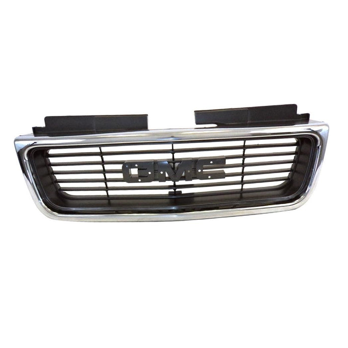 JustDrivably Replacement Parts Front Grille Grill Assembly With Chromed Shell With Gray Insert Compatible With GMC Jimmy 1998-2001 Sonoma SLE 1998-2000 Sonoma 2001-2004