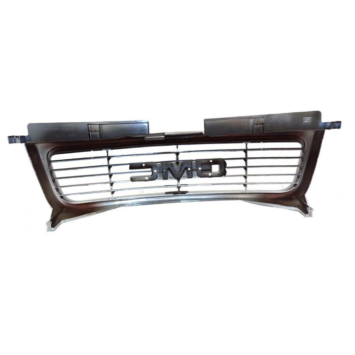 JustDrivably Replacement Parts Front Grille Grill Assembly With Chromed Shell With Gray Insert Compatible With GMC Jimmy 1998-2001 Sonoma SLE 1998-2000 Sonoma 2001-2004