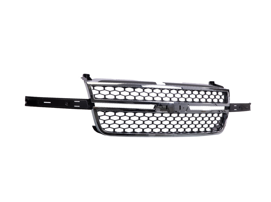 JustDrivably Replacement Parts Front Grille Grill Chrome Frame With Gray Honeycomb Insert Compatible With Silverado 03-07 1500 HD / 2500 HD / 3500 / 1500 HD Classic / 2500 HD Classic / 3500 Classic