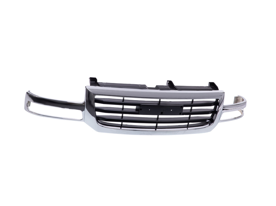 JustDrivably Replacement Parts Front Grille Grill Chrome Frame Shell With Black Insert Compatible With GMC Sierra 1500 / 1500 HD / 2500 / 1500 Classic / 1500 HD Classic For 2003-2007 Pickup Truck