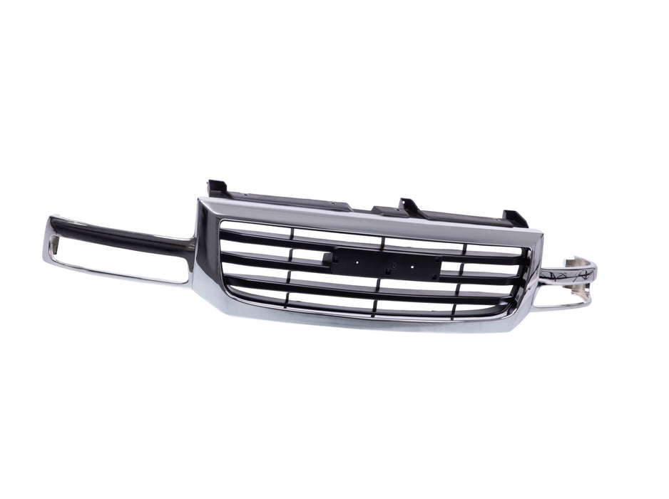 JustDrivably Replacement Parts Front Grille Grill Chrome Frame Shell With Black Insert Compatible With GMC Sierra 1500 / 1500 HD / 2500 / 1500 Classic / 1500 HD Classic For 2003-2007 Pickup Truck