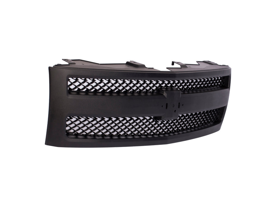 JustDrivably Replacement Parts Front Grille Grill Assembly With Black Frame Shell With Black Mesh Insert Compatible With Chevrolet 1500 Pickup Truck 2007 2008 2009 2010 2011 2012 2013