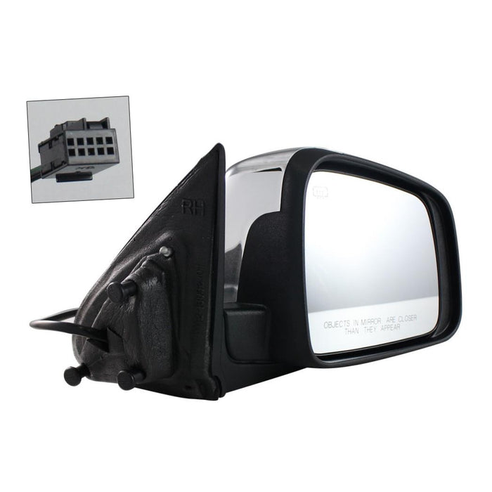 New Replacement Parts Front Right Passenger Side Power Heated W/O Blind Spot Detection Chrome Side View Door Mirror Compatible With DODGE Durango Fits CH1321388 68249320AA