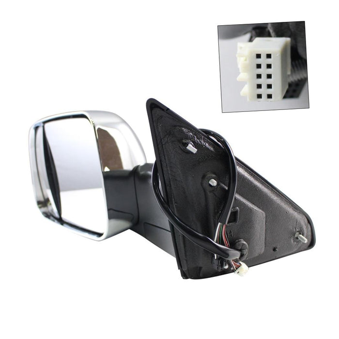 2013-2014 Compatible With RAM 1500 Front,Left Driver Side DOOR MIRROR CHROME WITH PUDDLE LAMP,WITH TEMP SENSOR TOWING TYPE,POWER,HEATED,WITH MEMORY,WITH SIGNAL LAMP