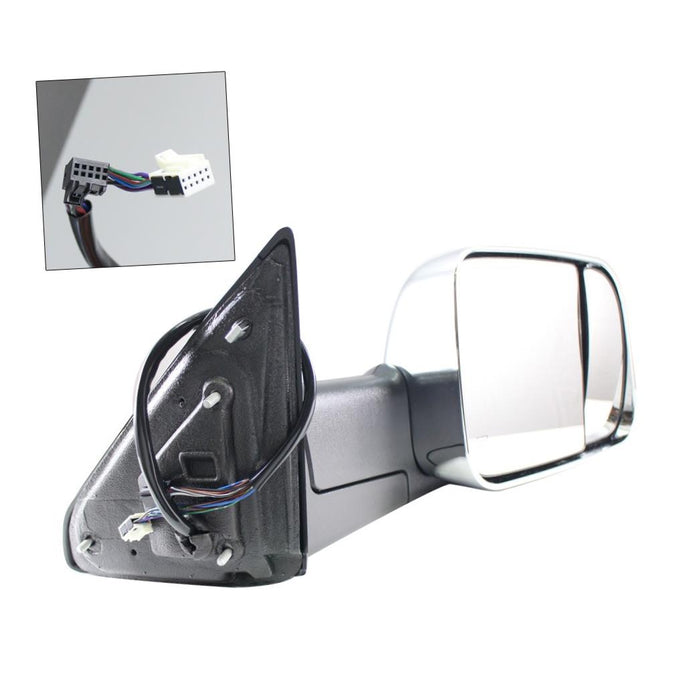 New Replacement Parts Front Right Passenger Side Power Heated With Puddle Lamp With Memory Chrome Side View Door Mirror Compatible With RAM 1500 2500 3500 Fits CH1321351 68142672AD