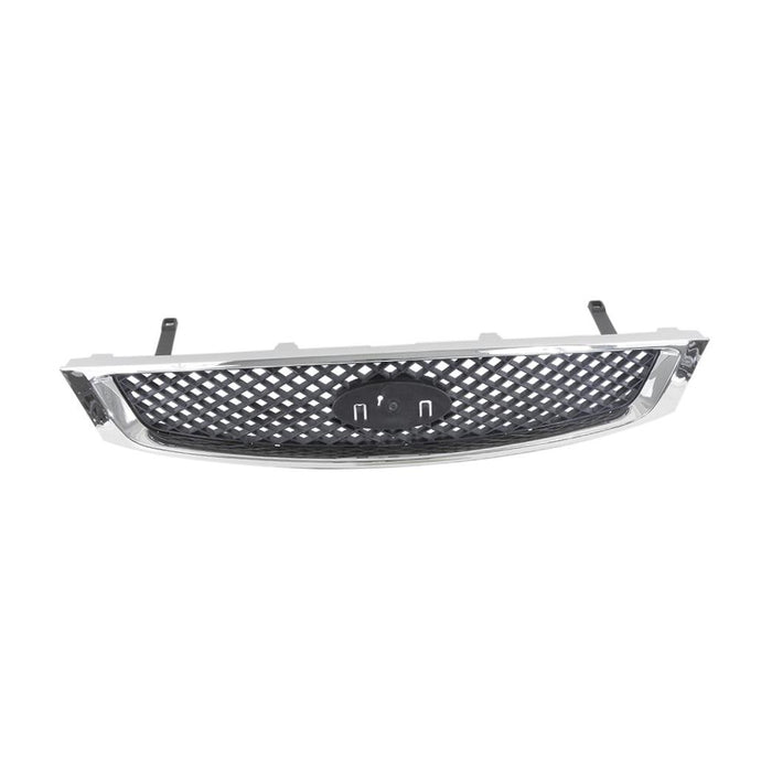 CarPartsDepot, Front Grille Matte Black Mesh Grid Chrome Outer Frame, 400-18512 FO1200430 5S4Z8200AAA