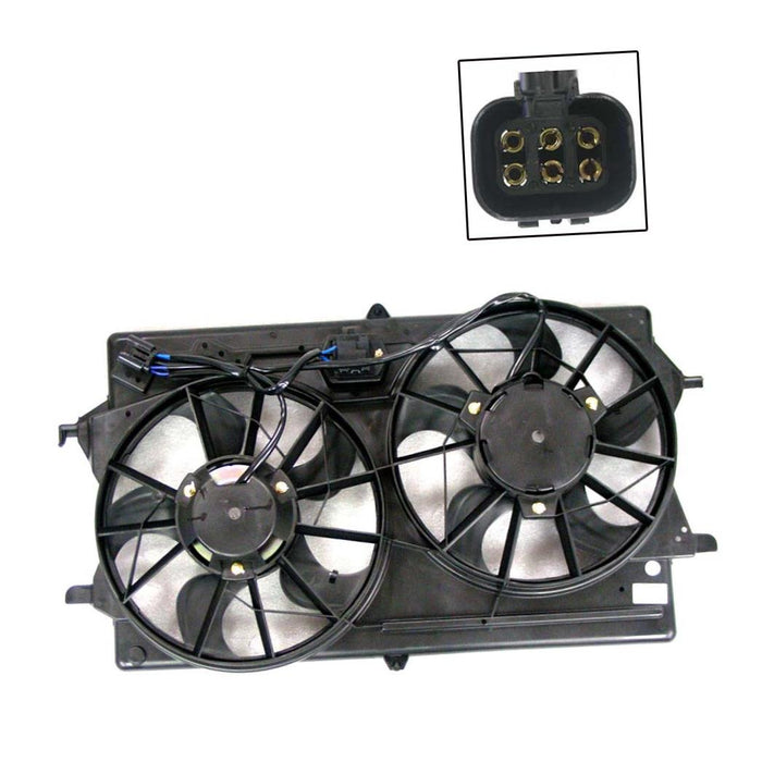 Radiator Fan Assembly for Ford Focus 00-02 w/A/C Double Plug Hole DOHC/SOHC 2.0L Eng.