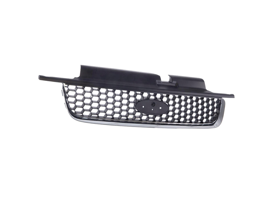 JustDrivably Replacement Parts Front Grille Grill Assembly With Black Shell And Insert With Chrome Molding Compatible With Ford Escape XLT 2001 2002 2003 2004 Escape Limited 2003 2004