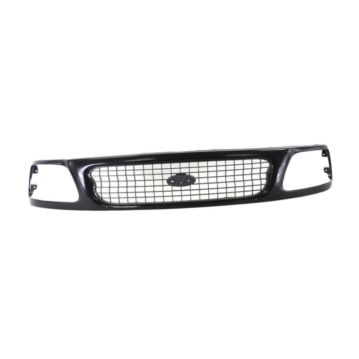 Grille Assembly Compatible with 1997-1998 Ford Expedition Chrome Shell/Painted Silver Insert XLT Model