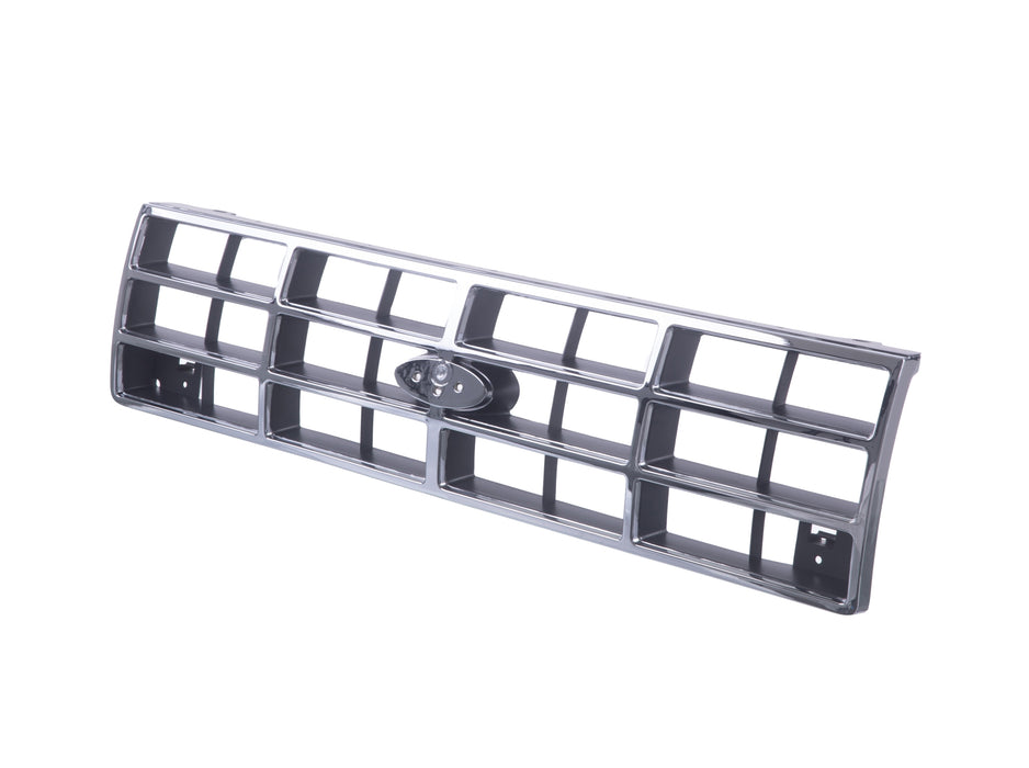 JustDrivably Replacement Parts Front Grille Grill Assembly With Chrome Shell With Silver Insert Compatible With Ford Bronco II 1989-1990 Ranger 1989 1990 1991 1992 Pickup Truck