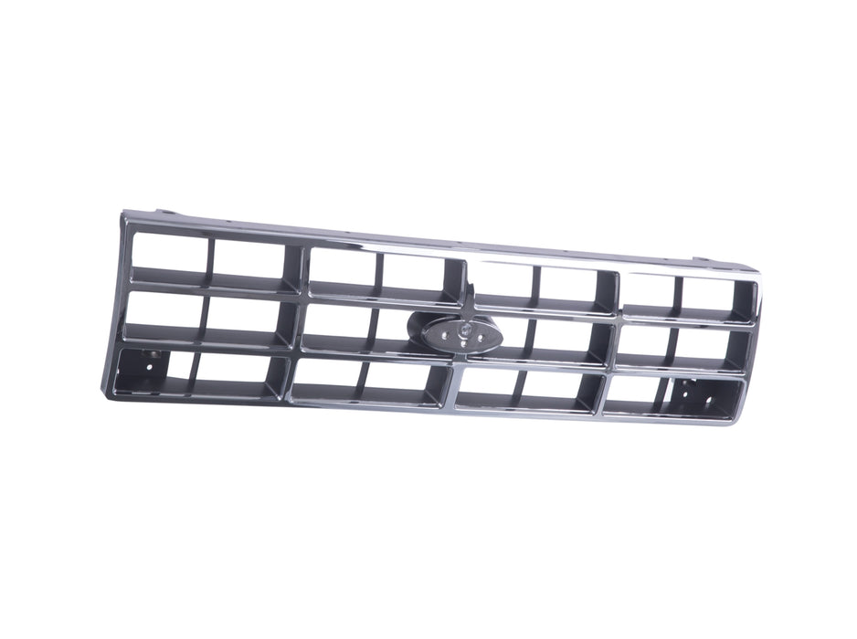 JustDrivably Replacement Parts Front Grille Grill Assembly With Chrome Shell With Silver Insert Compatible With Ford Bronco II 1989-1990 Ranger 1989 1990 1991 1992 Pickup Truck