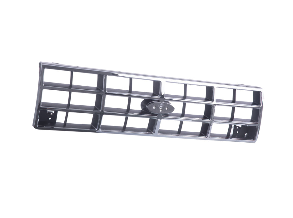 JustDrivably Replacement Parts Front Grille Grill Assembly With Chrome Shell With Silver Insert Compatible With Ford Bronco II 1989-1990 Ranger 1989 1990 1991 1992 Pickup Truck