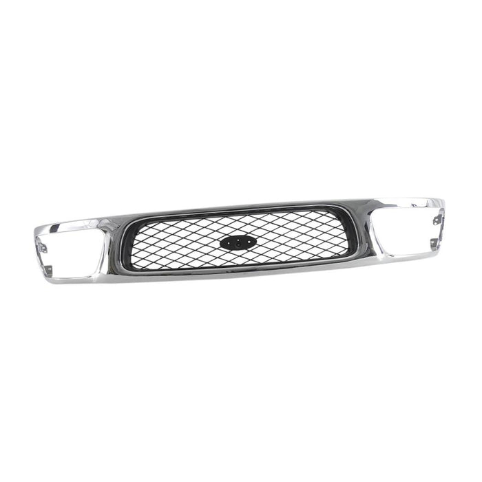 CarPartsDepot, 4wd Pickup Truck Grill Grille Front Chrome Frame Black Mesh Grid Insert Assembly, 400-18131 Fo1200380 Fo1200380