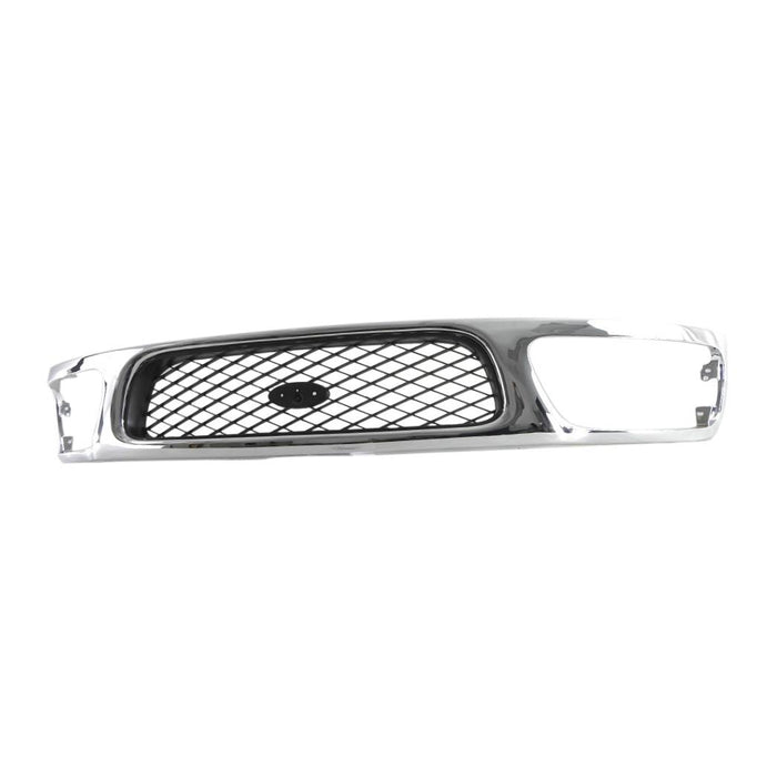 CarPartsDepot, 4wd Pickup Truck Grill Grille Front Chrome Frame Black Mesh Grid Insert Assembly, 400-18131 Fo1200380 Fo1200380